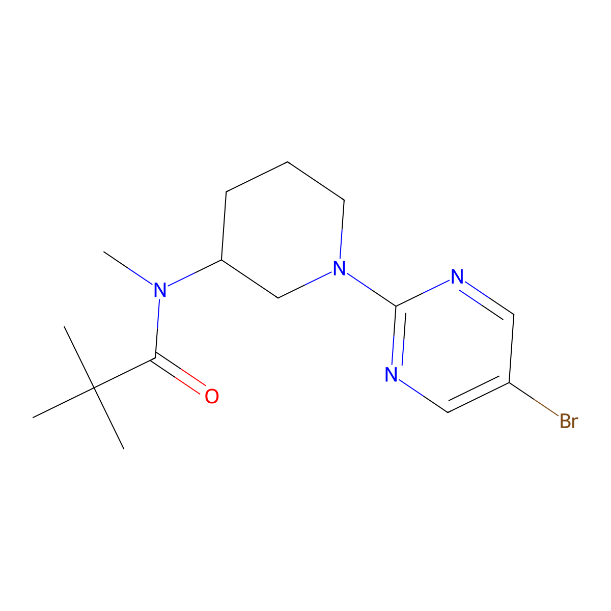 N-[1-(5-bromopyrimidin-2-yl)piperidin-3-yl]-N,2,2-trimethylpropanamide molecular structure, CAS 2742055-23-6