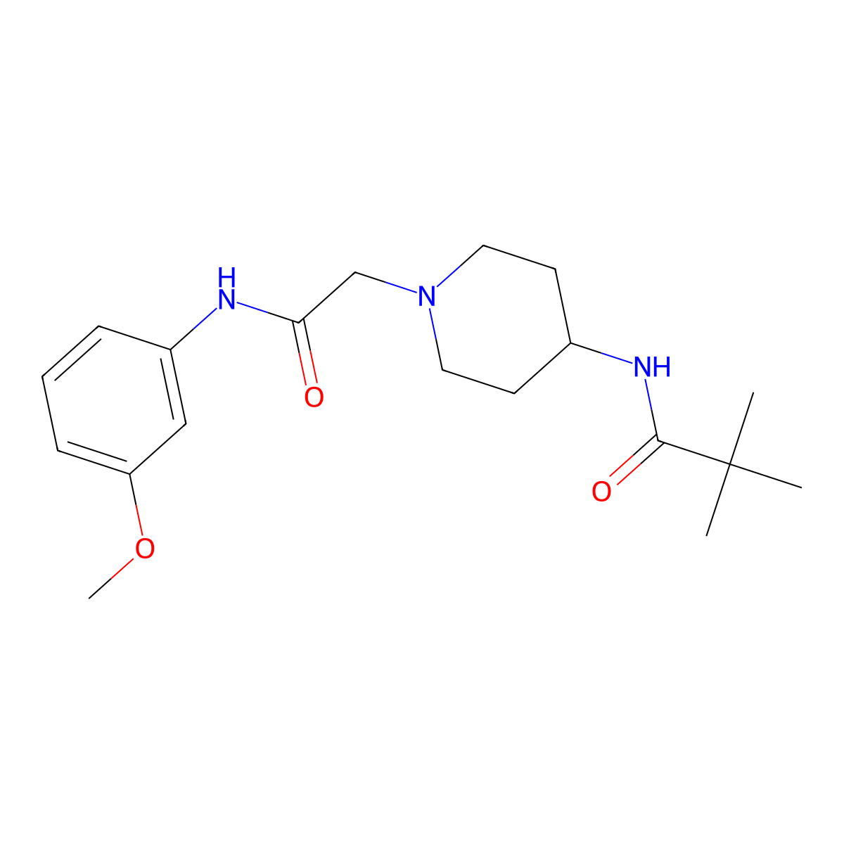 N-(1-{[(3-methoxyphenyl)carbamoyl]methyl}piperidin-4-yl)-2,2-dimethylpropanamide molecular structure, CAS 2742055-24-7