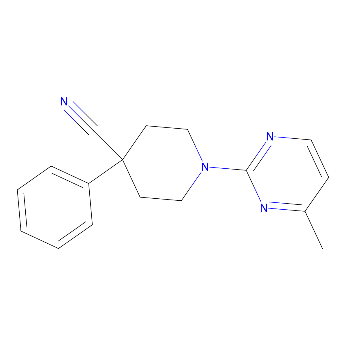 1-(4-Methylpyrimidin-2-yl)-4-phenylpiperidine-4-carbonitrile molecular structure, CAS 2742055-26-9