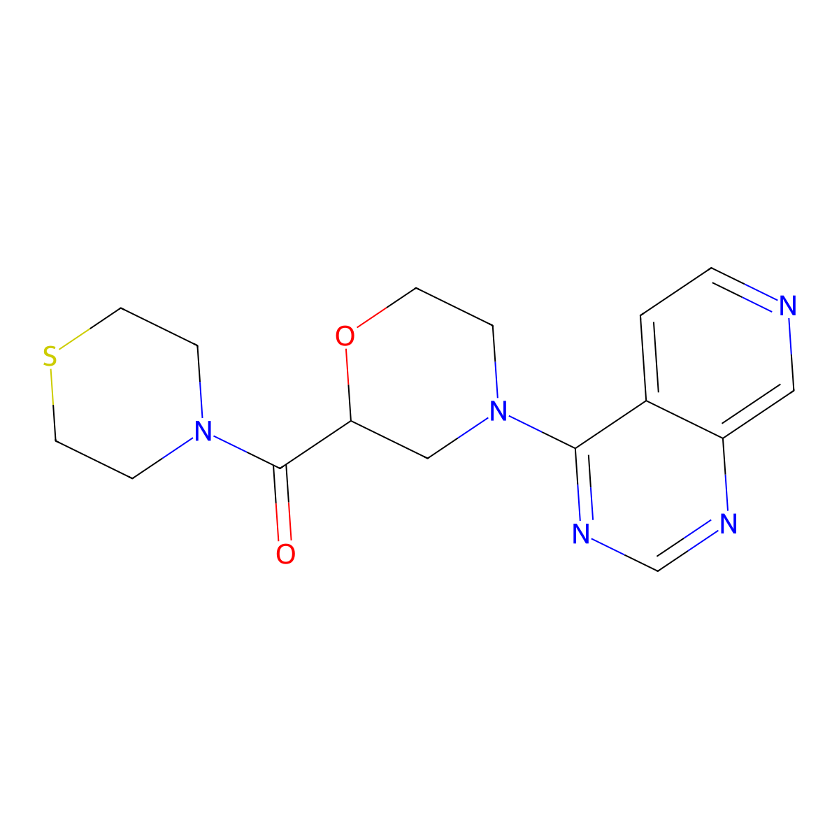 4-{Pyrido[3,4-d]pyrimidin-4-yl}-2-(thiomorpholine-4-carbonyl)morpholine molecular structure, CAS 2742055-32-7