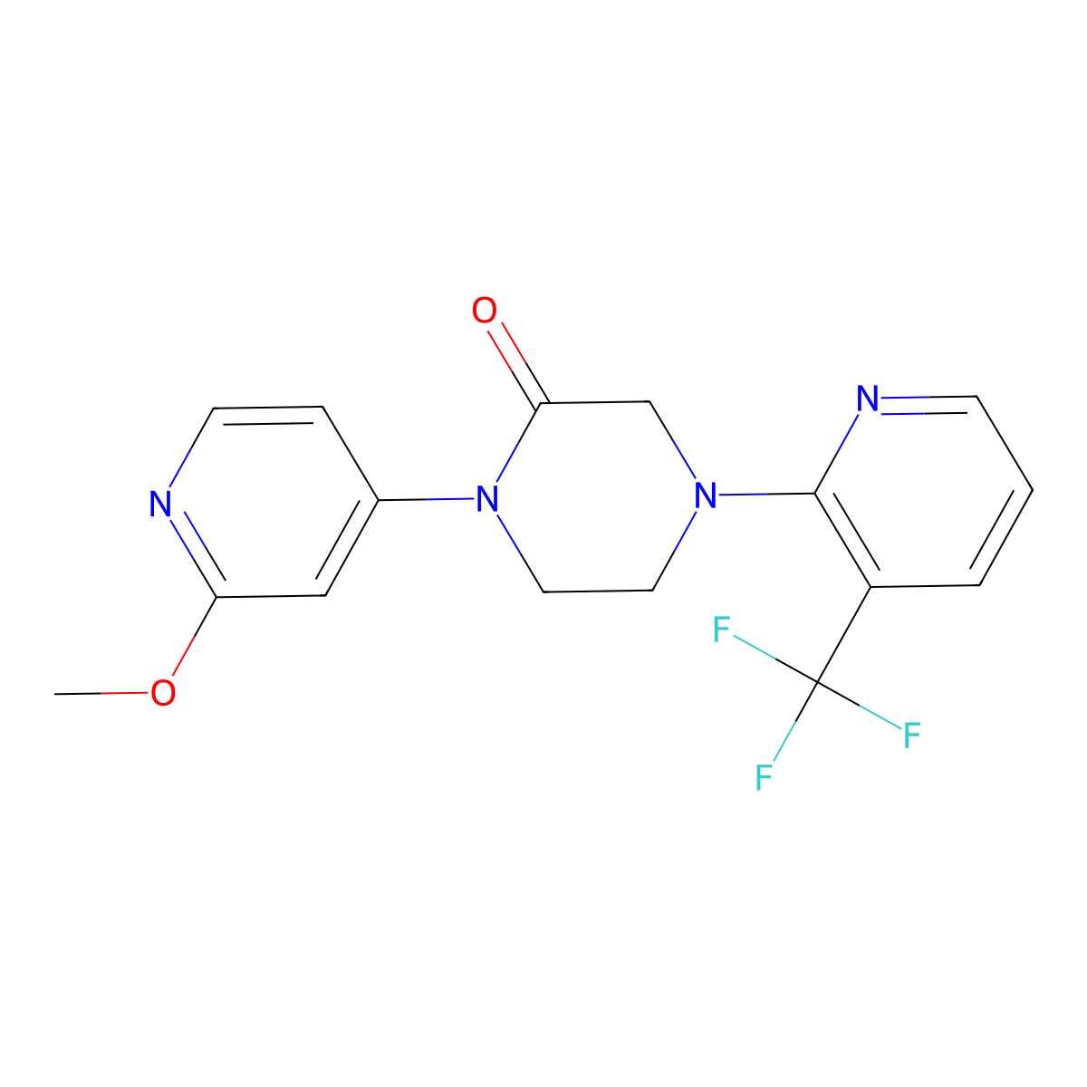 1-(2-Methoxypyridin-4-yl)-4-[3-(trifluoromethyl)pyridin-2-yl]piperazin-2-one molecular structure, CAS 2742055-41-8