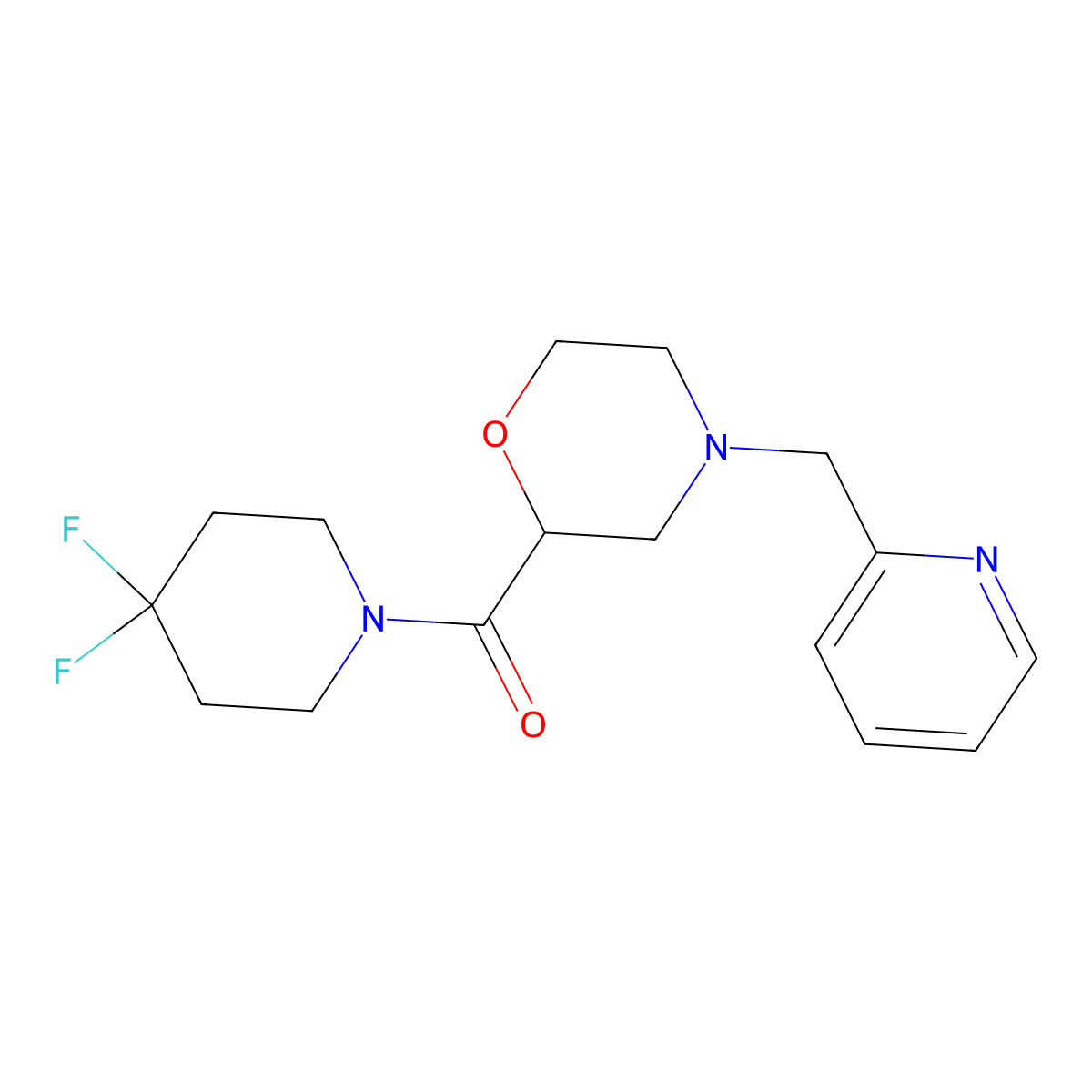 2-(4,4-Difluoropiperidine-1-carbonyl)-4-[(pyridin-2-yl)methyl]morpholine molecular structure, CAS 2742055-43-0