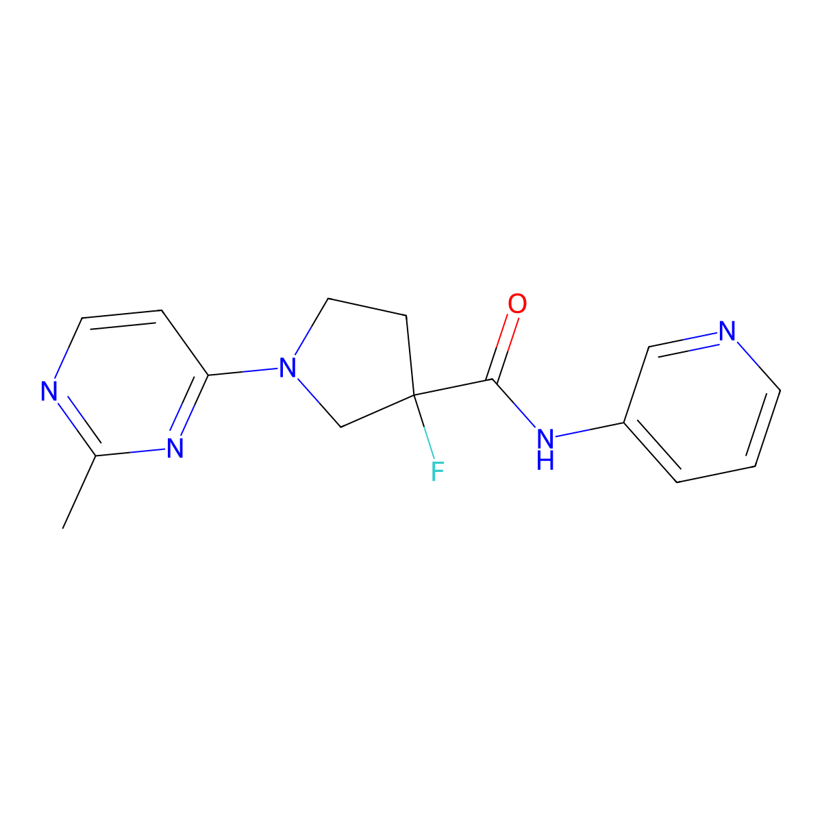 3-fluoro-1-(2-methylpyrimidin-4-yl)-N-(pyridin-3-yl)pyrrolidine-3-carboxamide molecular structure, CAS 2742055-55-4