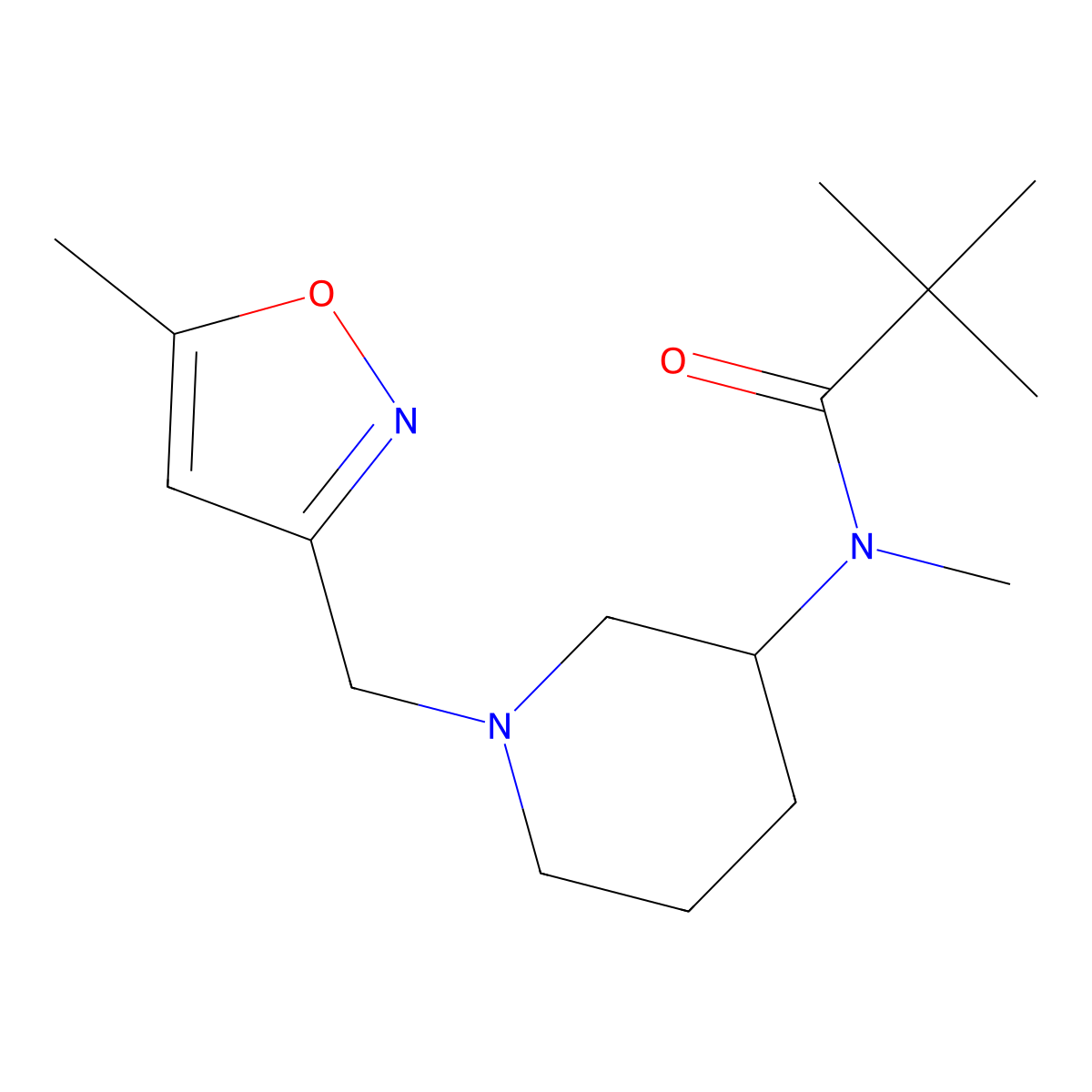 N,2,2-trimethyl-N-{1-[(5-methyl-1,2-oxazol-3-yl)methyl]piperidin-3-yl}propanamide molecular structure, CAS 2742055-56-5