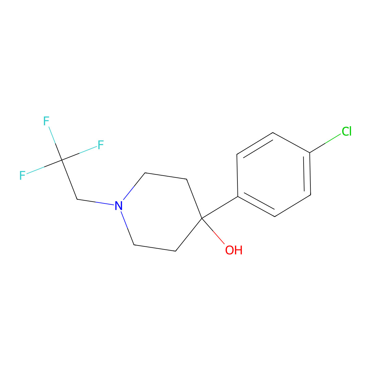 4-(4-Chlorophenyl)-1-(2,2,2-trifluoroethyl)piperidin-4-ol molecular structure, CAS 2742055-57-6