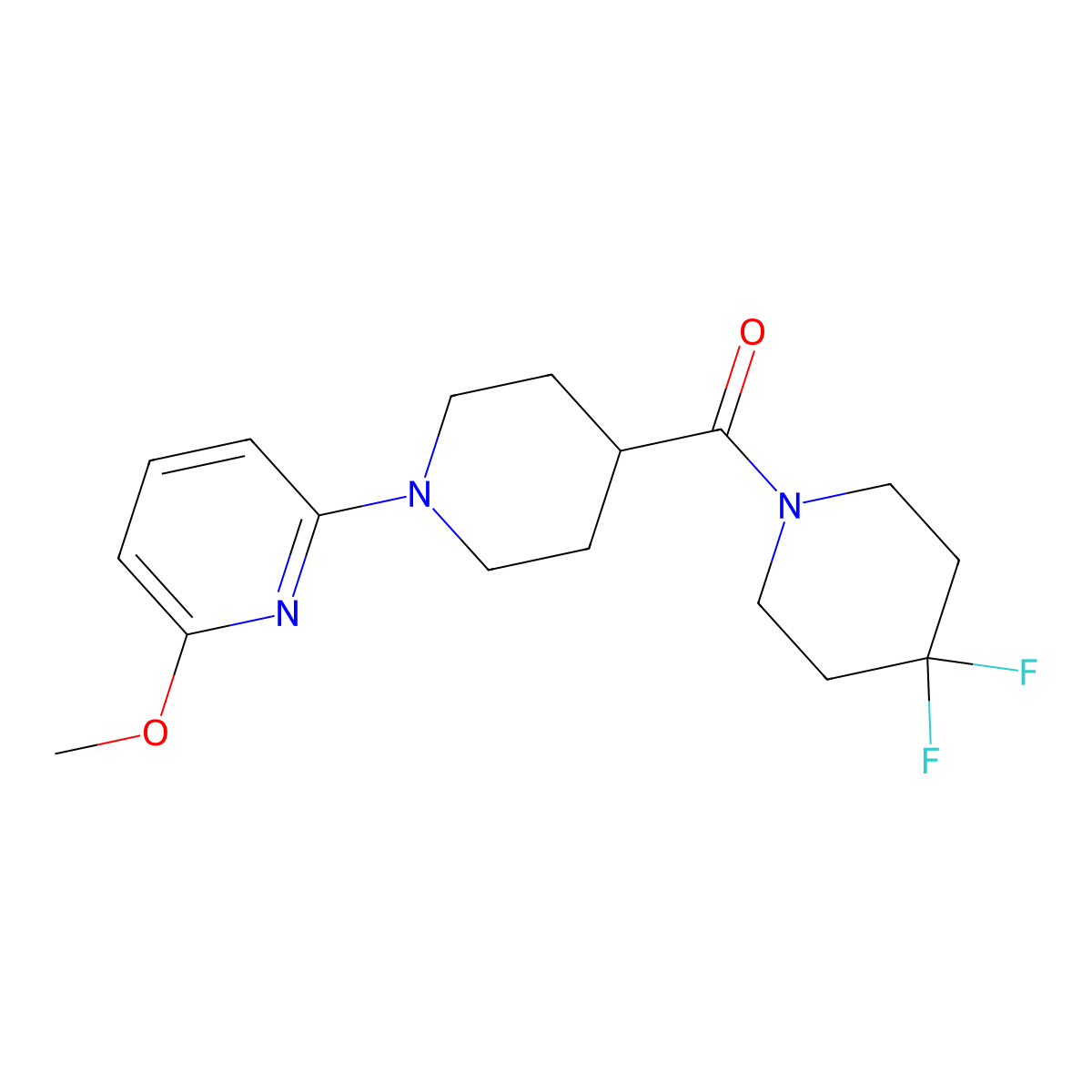 2-[4-(4,4-Difluoropiperidine-1-carbonyl)piperidin-1-yl]-6-methoxypyridine molecular structure, CAS 2742055-58-7