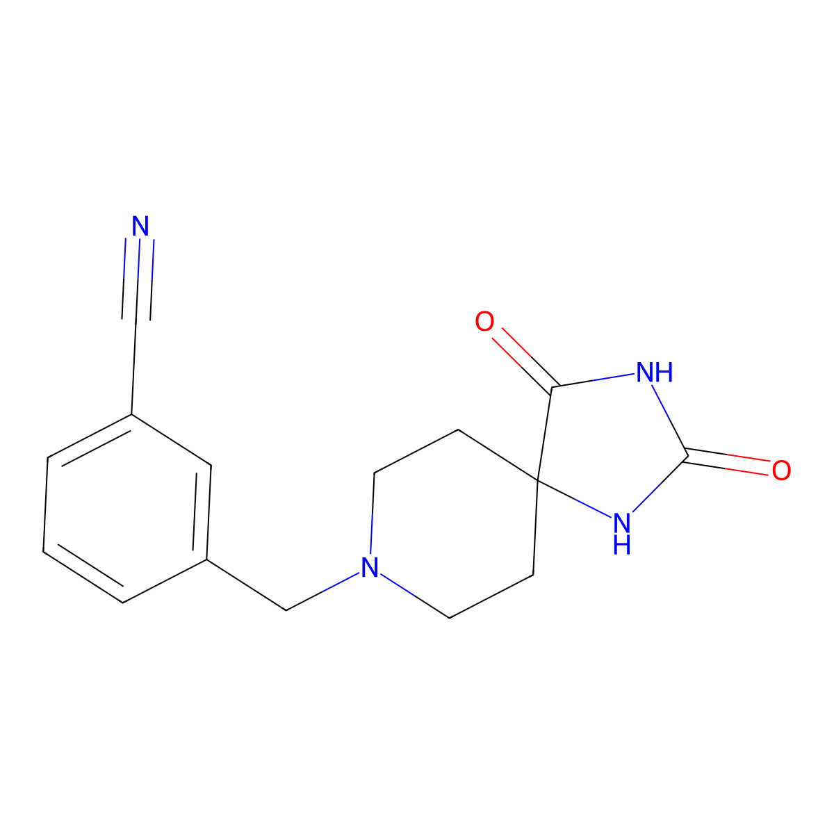 3-({2,4-Dioxo-1,3,8-triazaspiro[4.5]decan-8-yl}methyl)benzonitrile molecular structure, CAS 2742055-66-7