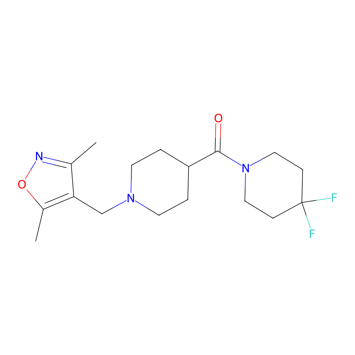 1-{1-[(3,5-Dimethyl-1,2-oxazol-4-yl)methyl]piperidine-4-carbonyl}-4,4-difluoropiperidine molecular structure, CAS 2742055-69-0