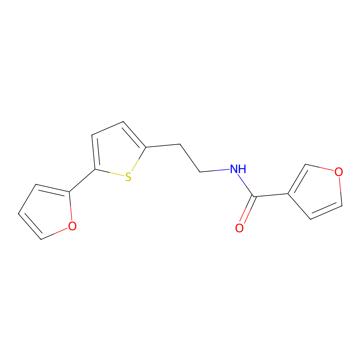 N-{2-[5-(furan-2-yl)thiophen-2-yl]ethyl}furan-3-carboxamide molecular structure, CAS 2742055-73-6