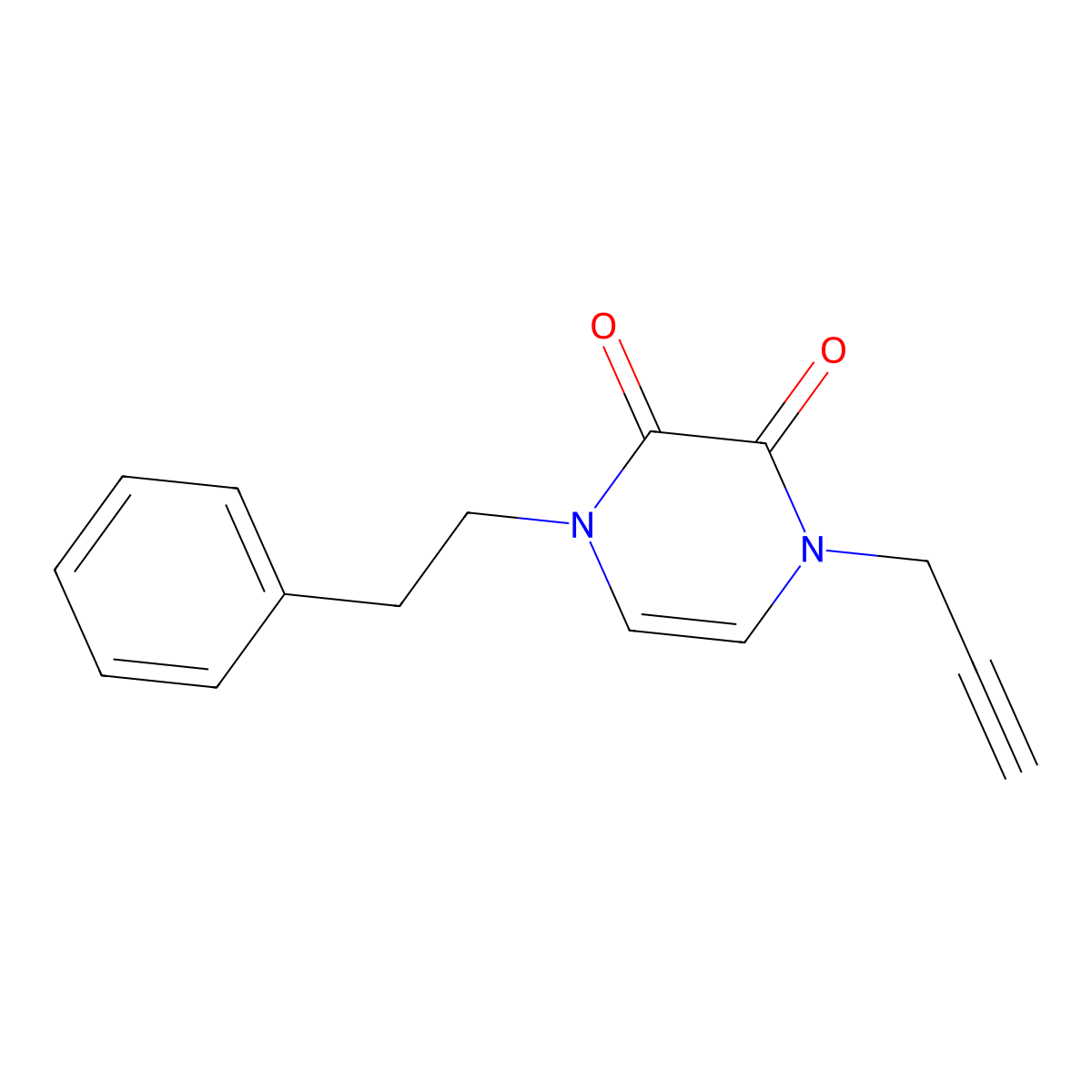 1-(2-Phenylethyl)-4-(prop-2-yn-1-yl)-1,2,3,4-tetrahydropyrazine-2,3-dione molecular structure, CAS 2742055-74-7