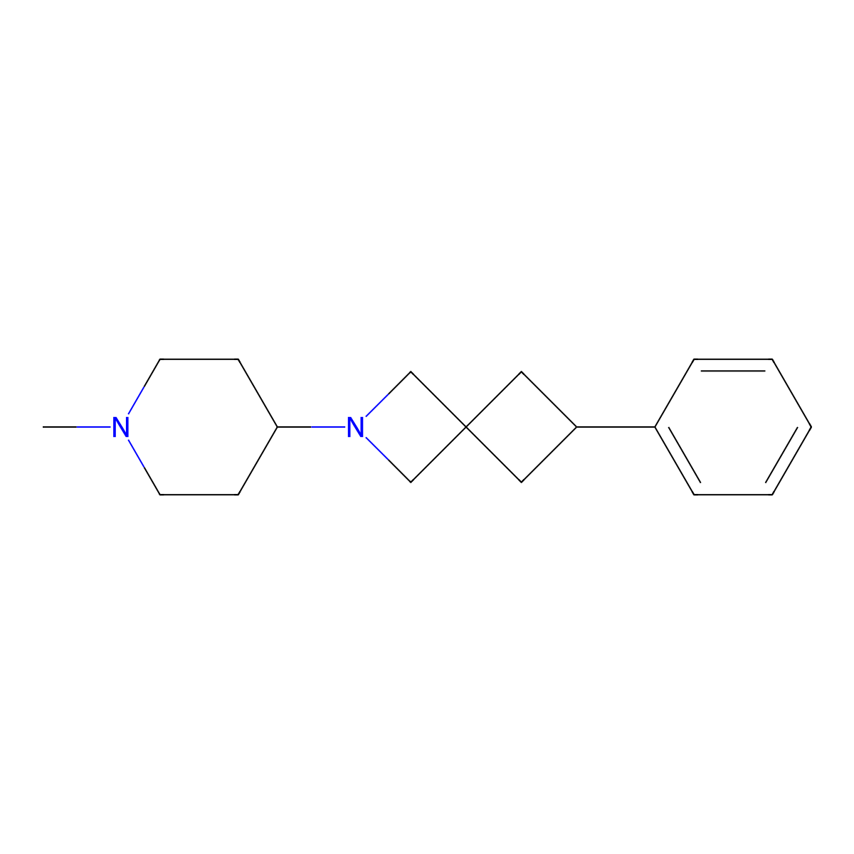 2-(1-Methylpiperidin-4-yl)-6-phenyl-2-azaspiro[3.3]heptane molecular structure, CAS 2742055-75-8