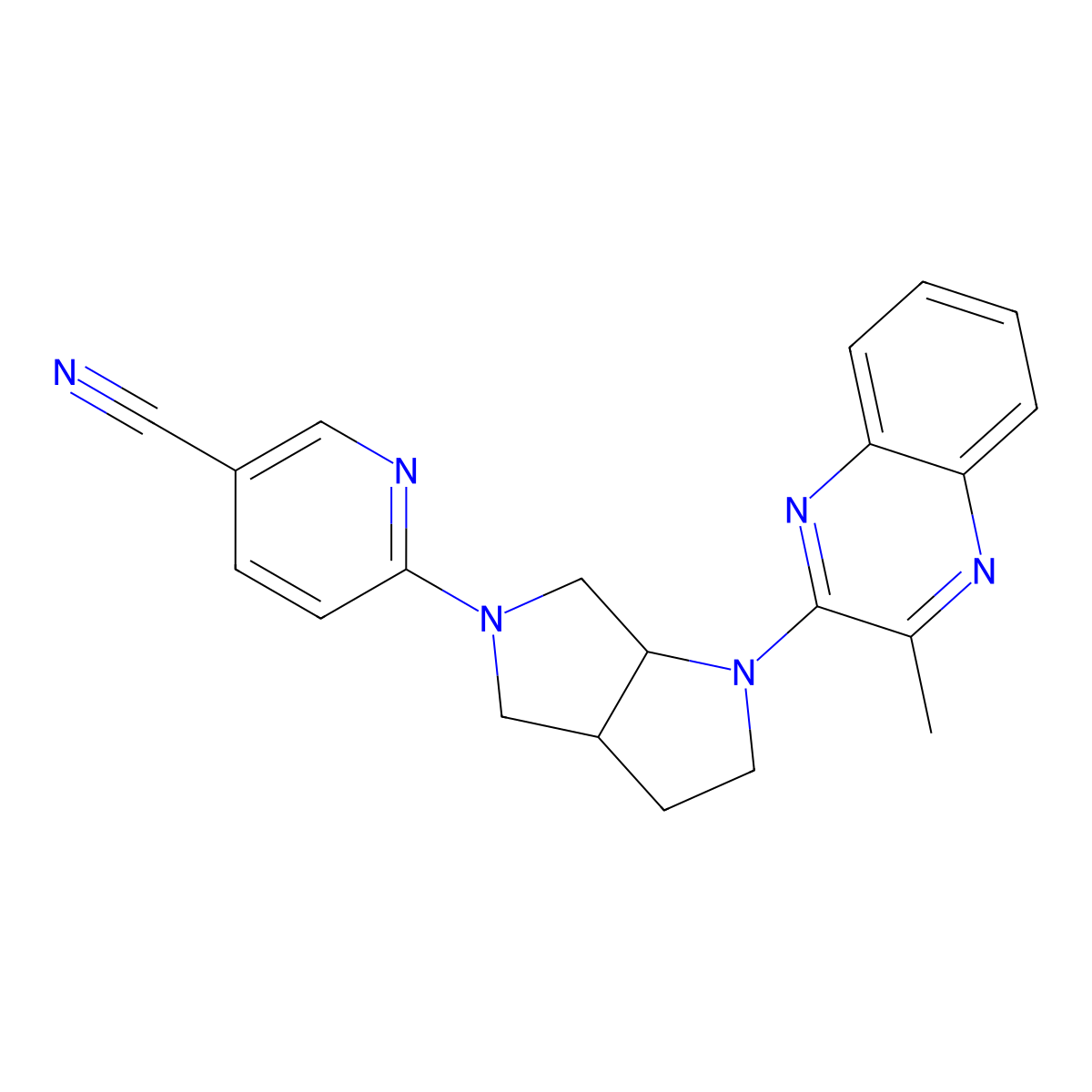 6-[1-(3-Methylquinoxalin-2-yl)-octahydropyrrolo[3,4-b]pyrrol-5-yl]pyridine-3-carbonitrile molecular structure, CAS 2742055-77-0