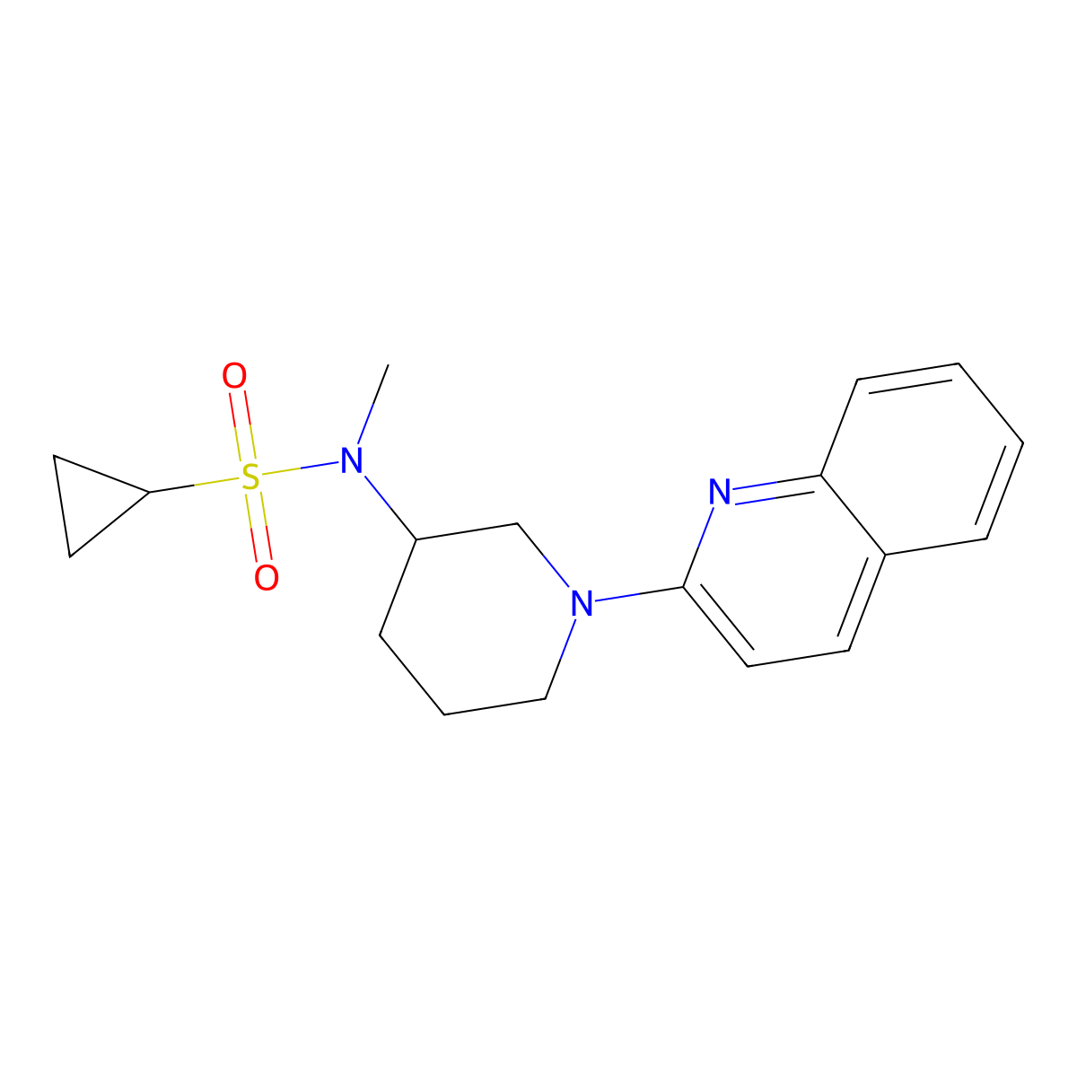 N-methyl-N-[1-(quinolin-2-yl)piperidin-3-yl]cyclopropanesulfonamide molecular structure, CAS 2742055-80-5