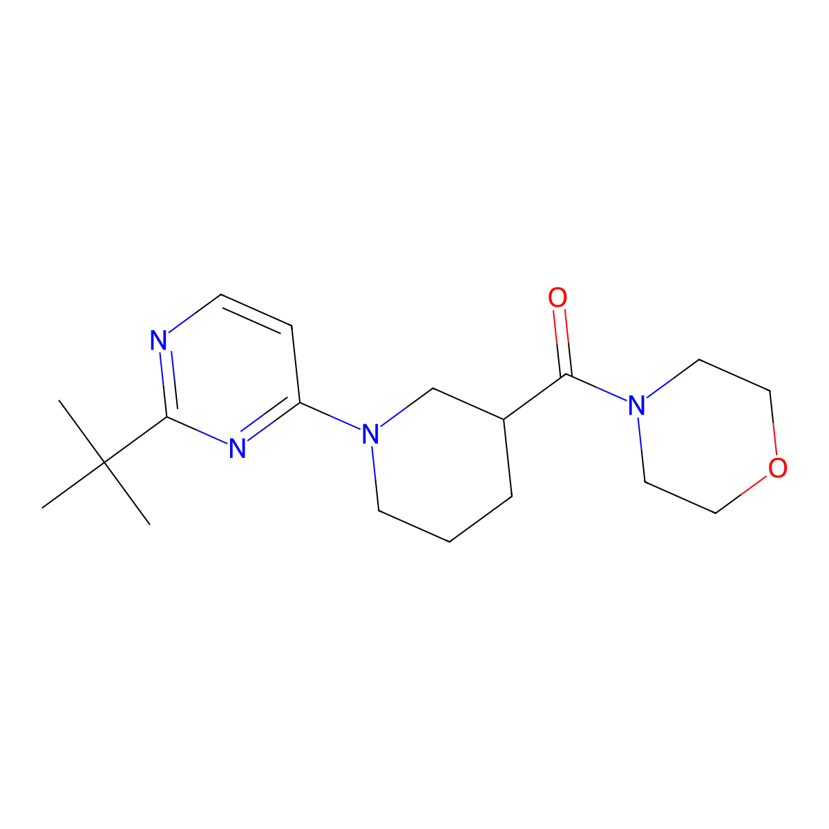 4-[1-(2-Tert-butylpyrimidin-4-yl)piperidine-3-carbonyl]morpholine molecular structure, CAS 2742055-85-0