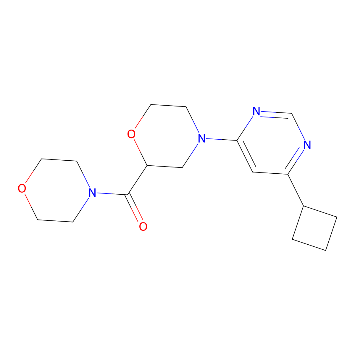 4-(6-Cyclobutylpyrimidin-4-yl)-2-(morpholine-4-carbonyl)morpholine molecular structure, CAS 2742055-86-1
