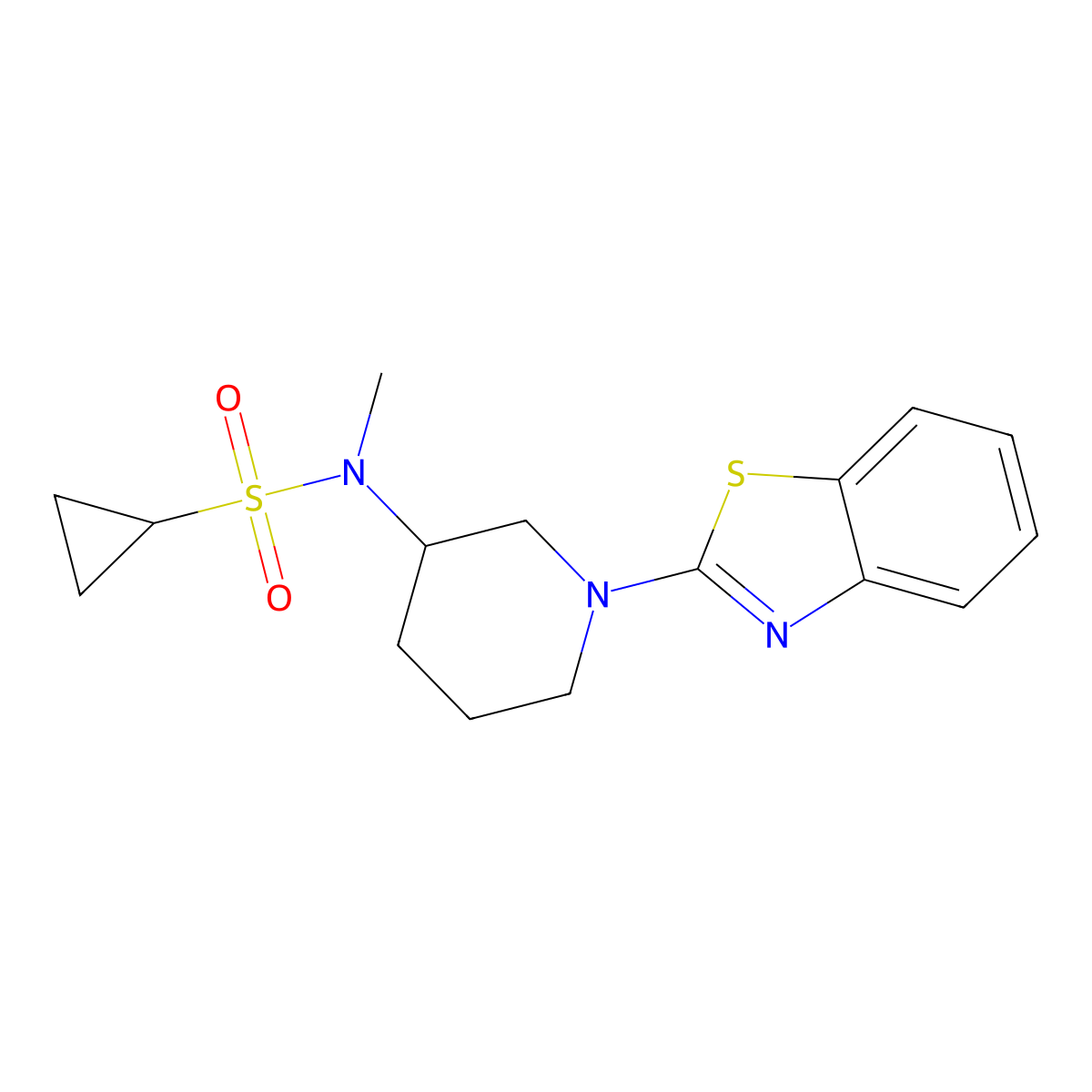 N-[1-(1,3-benzothiazol-2-yl)piperidin-3-yl]-N-methylcyclopropanesulfonamide molecular structure, CAS 2742055-92-9