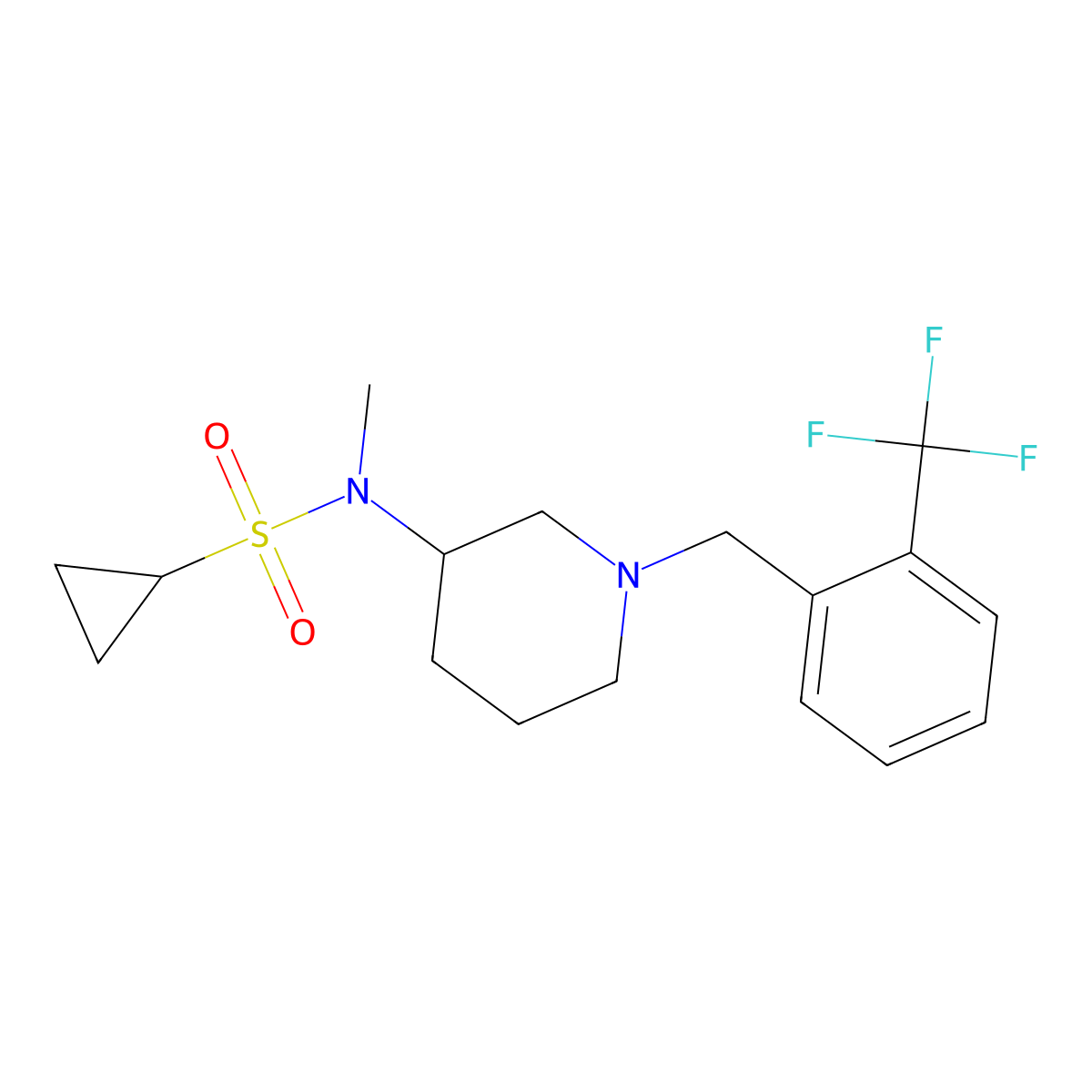 N-methyl-N-(1-{[2-(trifluoromethyl)phenyl]methyl}piperidin-3-yl)cyclopropanesulfonamide molecular structure, CAS 2742055-94-1