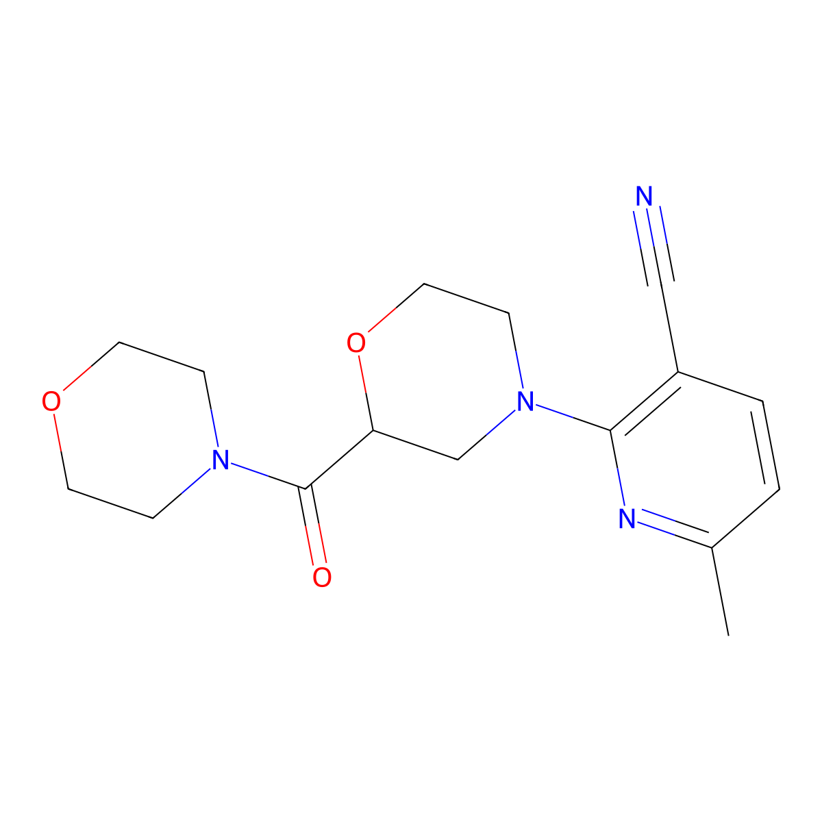 6-Methyl-2-[2-(morpholine-4-carbonyl)morpholin-4-yl]pyridine-3-carbonitrile molecular structure, CAS 2742055-95-2