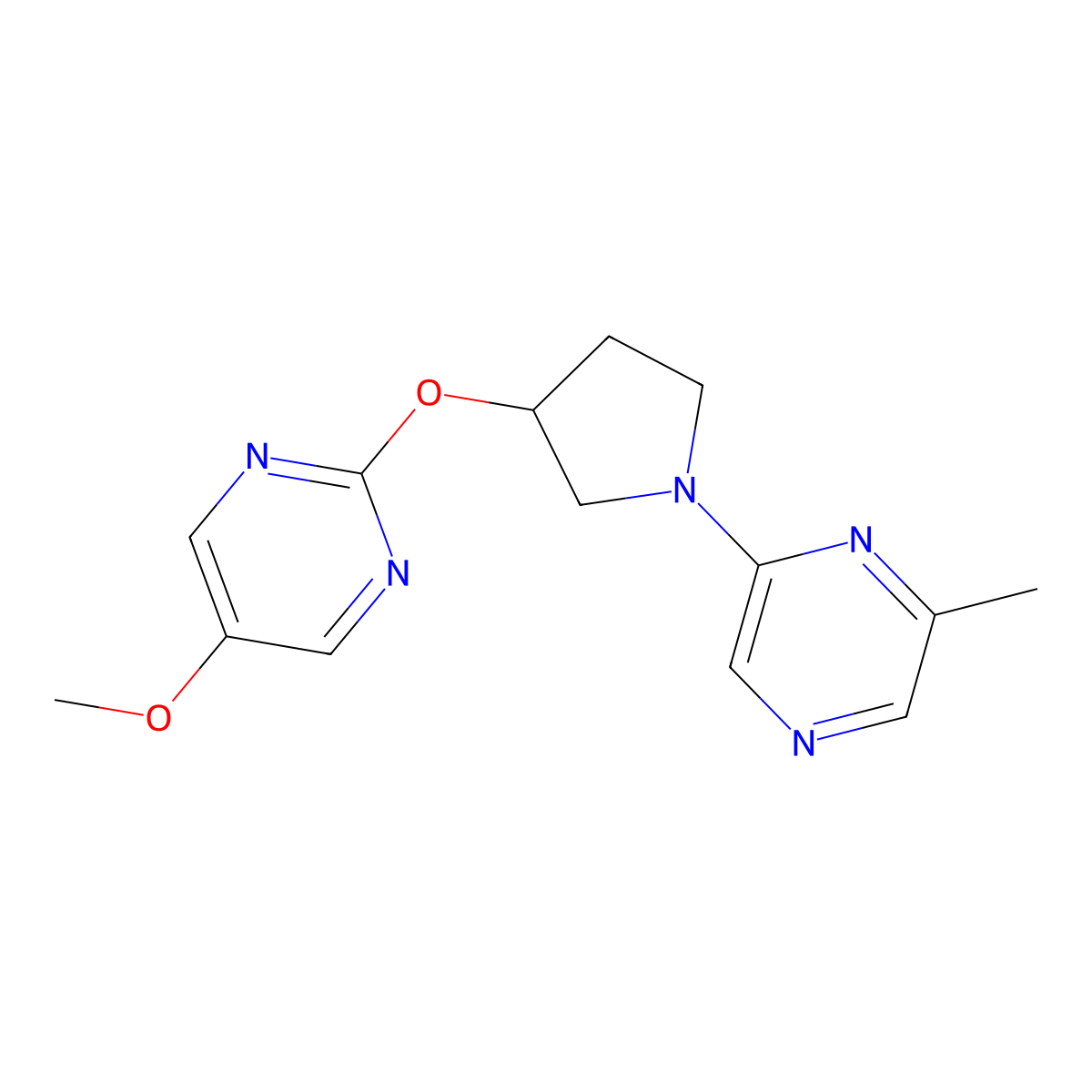 2-{3-[(5-Methoxypyrimidin-2-yl)oxy]pyrrolidin-1-yl}-6-methylpyrazine molecular structure, CAS 2742055-96-3