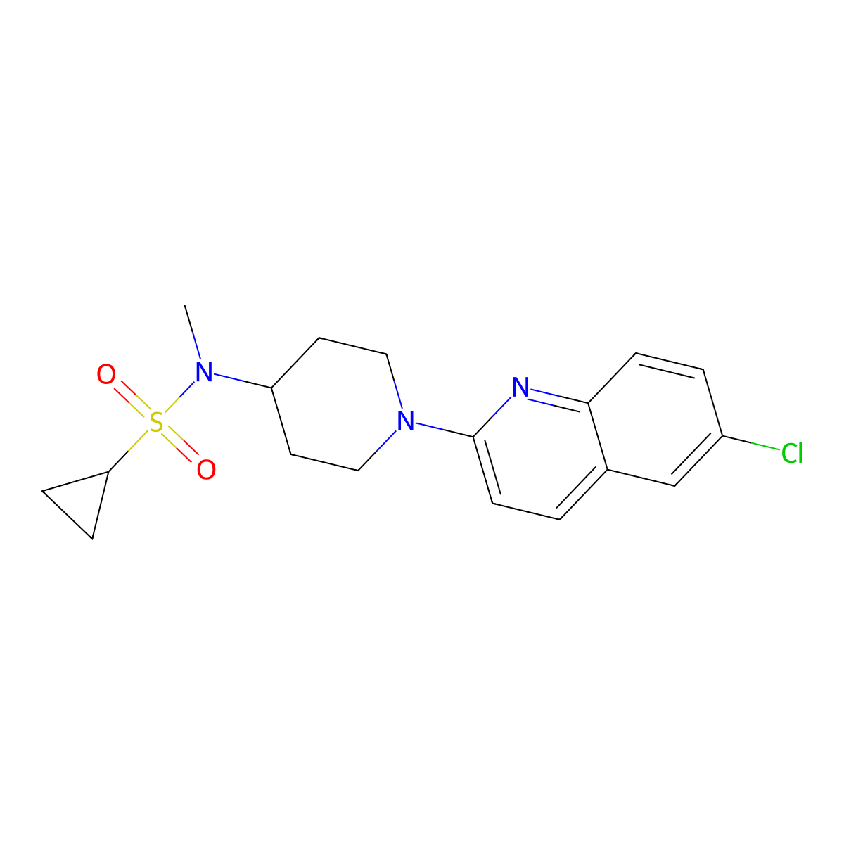 N-[1-(6-chloroquinolin-2-yl)piperidin-4-yl]-N-methylcyclopropanesulfonamide molecular structure, CAS 2742056-01-3