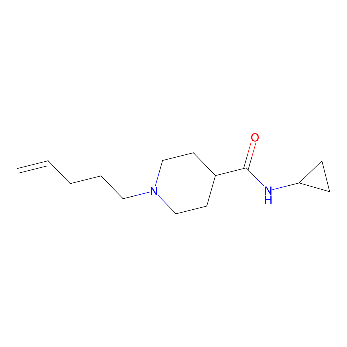 N-cyclopropyl-1-(pent-4-en-1-yl)piperidine-4-carboxamide molecular structure, CAS 2742056-02-4