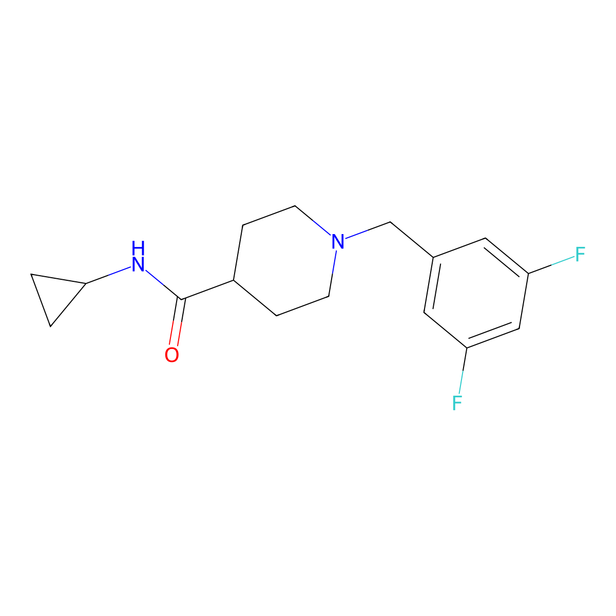 N-cyclopropyl-1-[(3,5-difluorophenyl)methyl]piperidine-4-carboxamide molecular structure, CAS 2742056-03-5