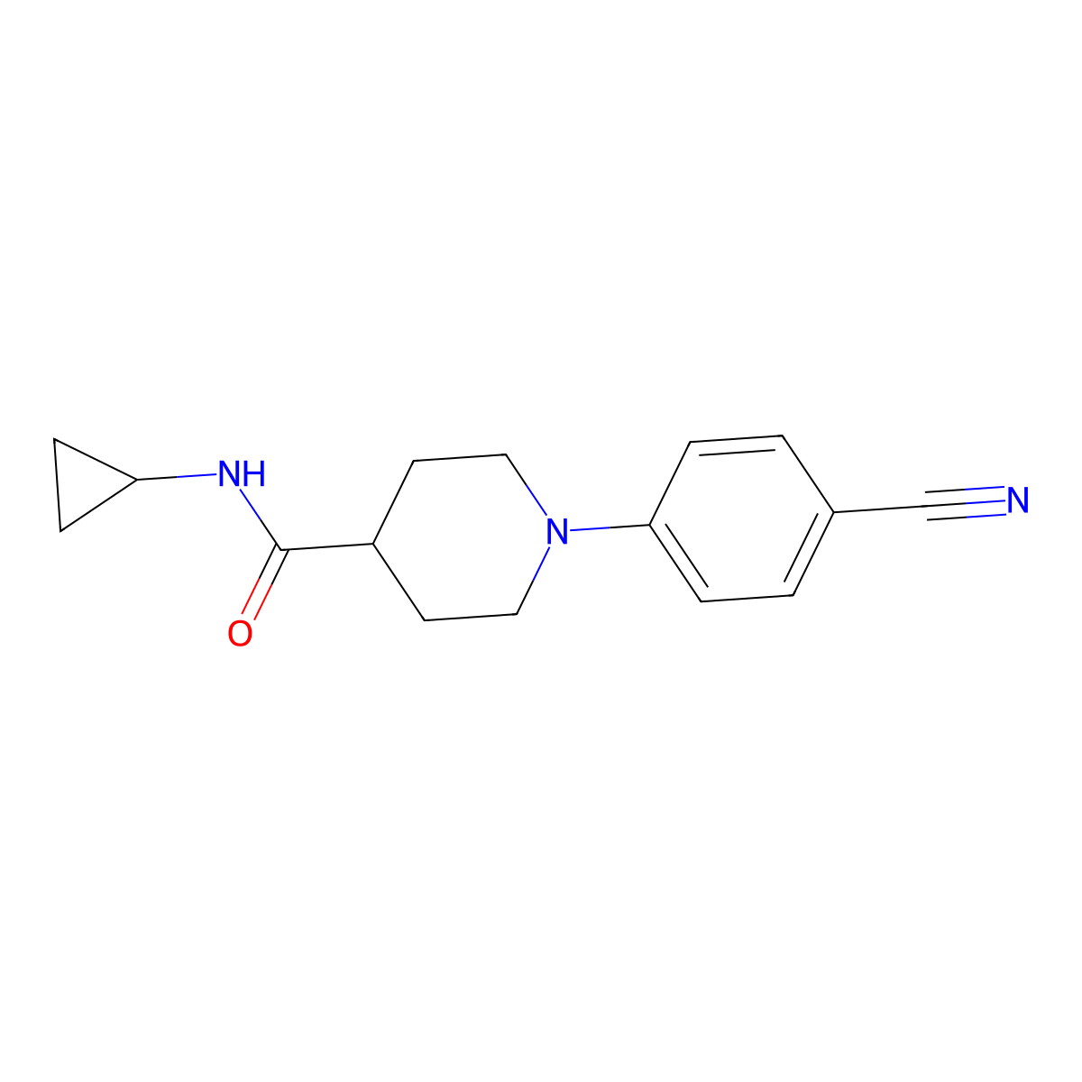 1-(4-cyanophenyl)-N-cyclopropylpiperidine-4-carboxamide molecular structure, CAS 2742056-06-8