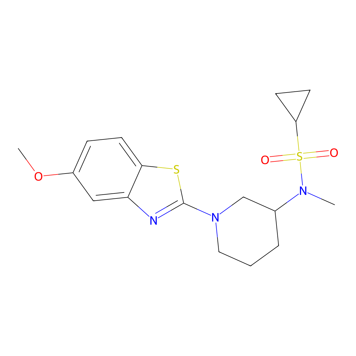N-[1-(5-methoxy-1,3-benzothiazol-2-yl)piperidin-3-yl]-N-methylcyclopropanesulfonamide molecular structure, CAS 2742056-10-4