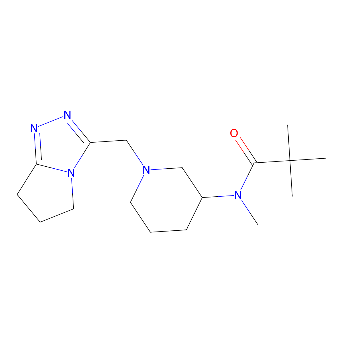 N,2,2-trimethyl-N-[1-({5H,6H,7H-pyrrolo[2,1-c][1,2,4]triazol-3-yl}methyl)piperidin-3-yl]propanamide molecular structure, CAS 2742056-13-7