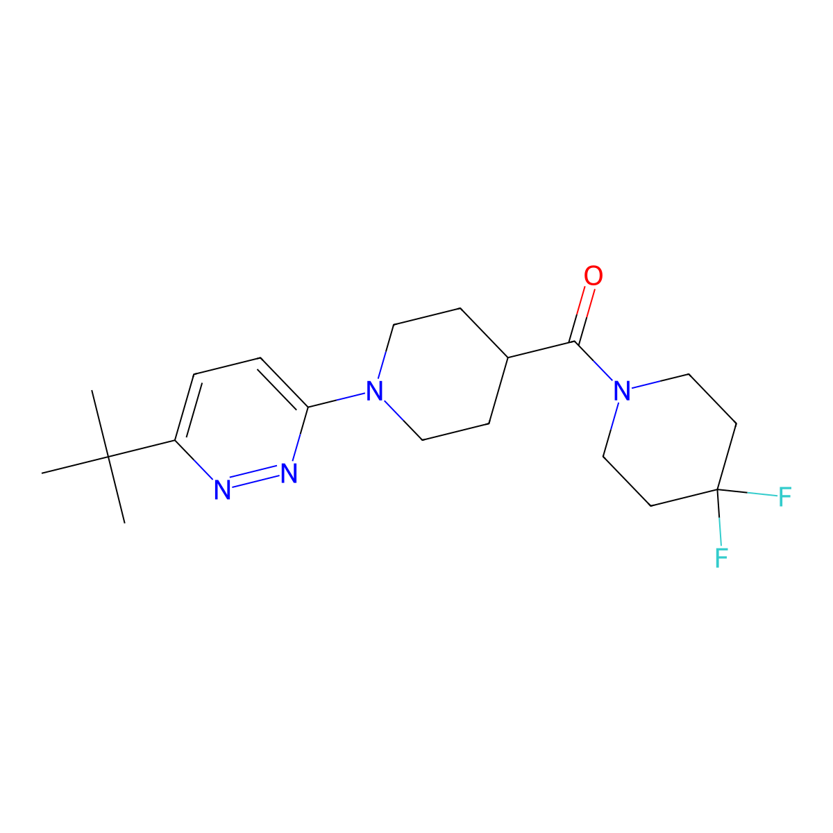 3-Tert-butyl-6-[4-(4,4-difluoropiperidine-1-carbonyl)piperidin-1-yl]pyridazine molecular structure, CAS 2742056-18-2