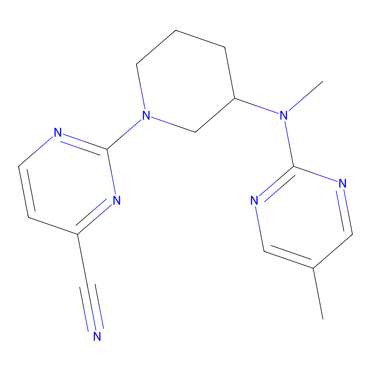 2-{3-[Methyl(5-methylpyrimidin-2-yl)amino]piperidin-1-yl}pyrimidine-4-carbonitrile molecular structure, CAS 2742056-19-3