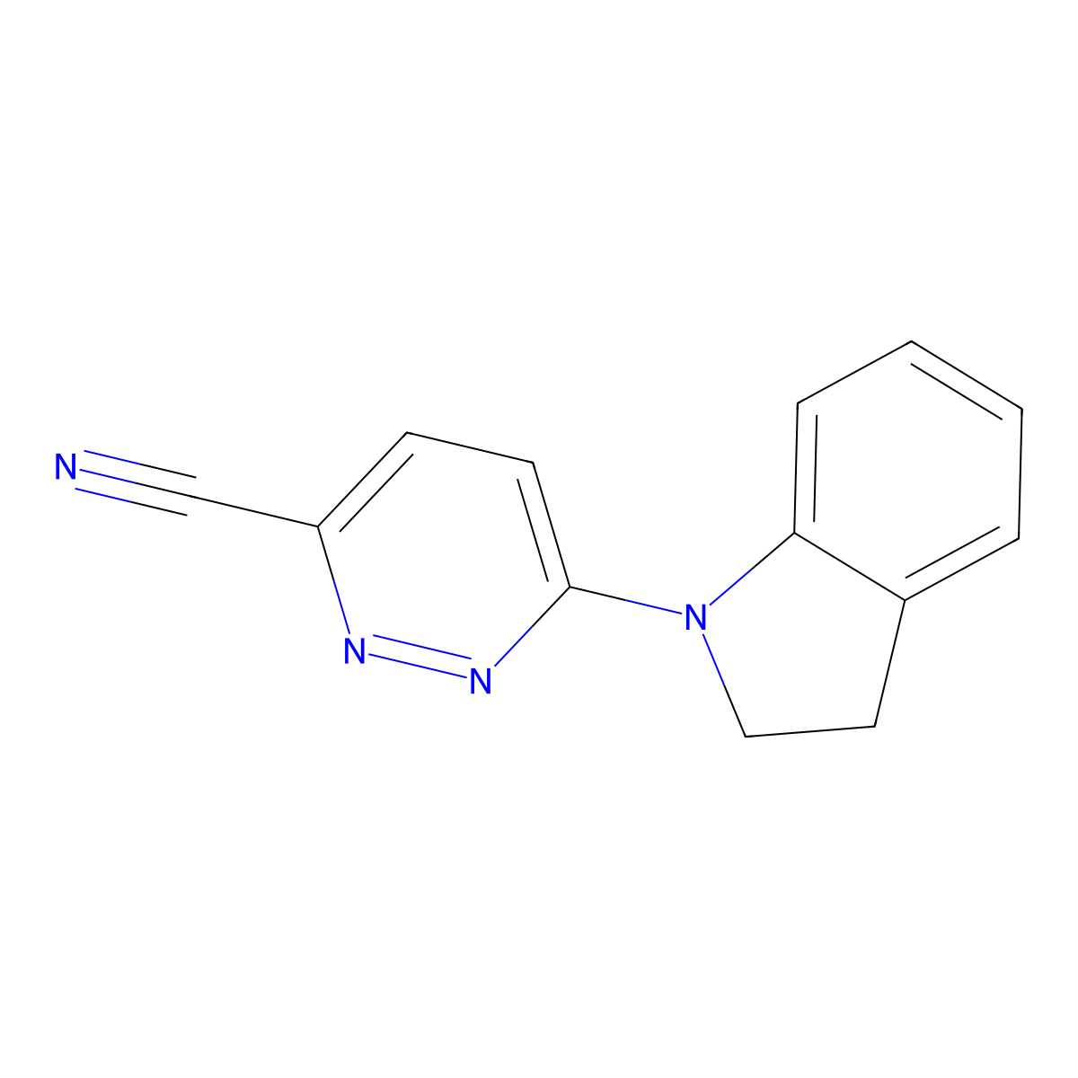 6-(2,3-dihydro-1H-indol-1-yl)pyridazine-3-carbonitrile molecular structure, CAS 2742056-37-5
