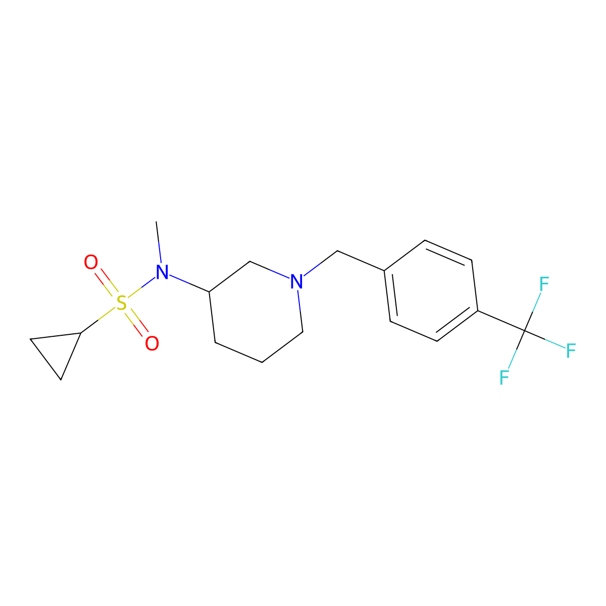 N-methyl-N-(1-{[4-(trifluoromethyl)phenyl]methyl}piperidin-3-yl)cyclopropanesulfonamide molecular structure, CAS 2742056-38-6