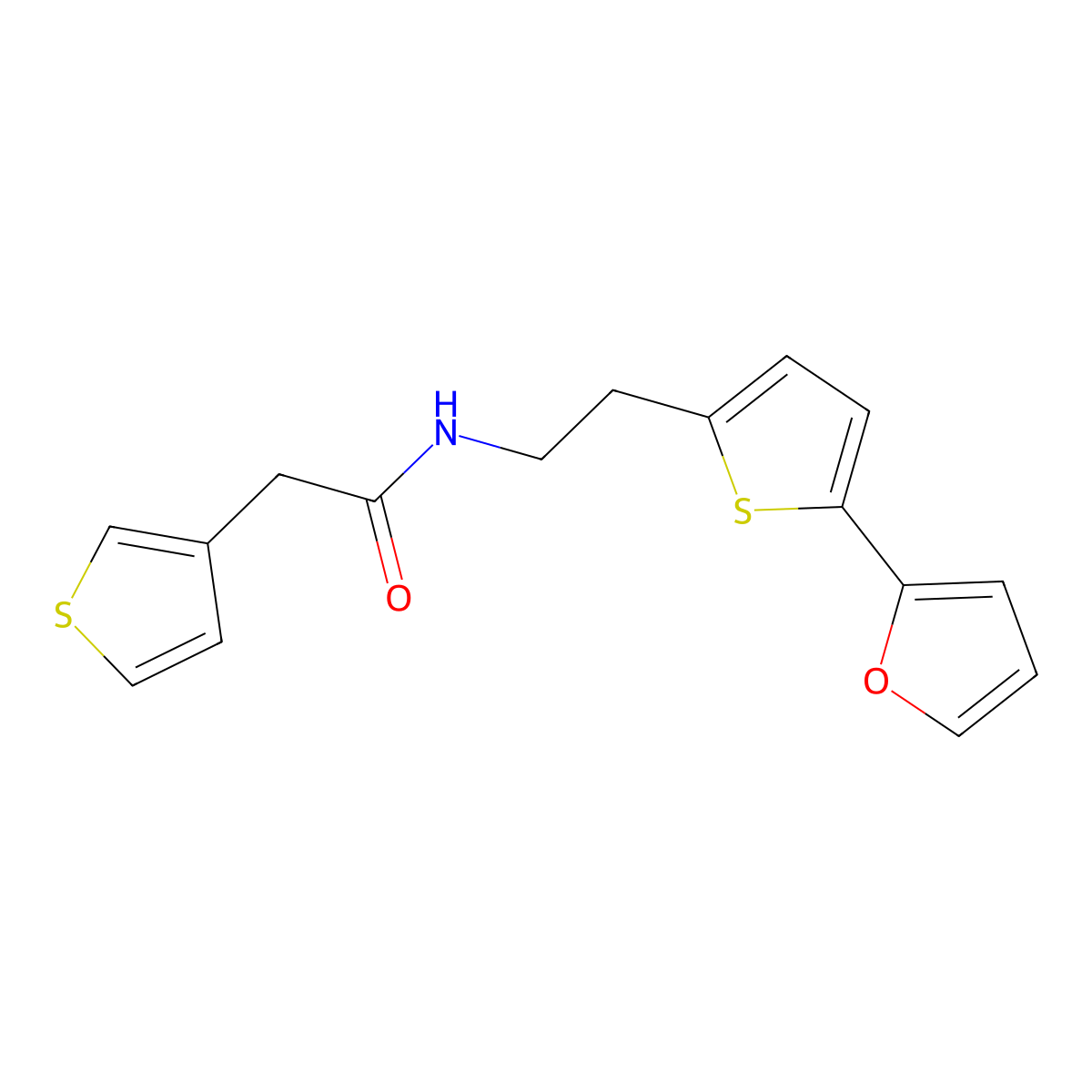N-{2-[5-(furan-2-yl)thiophen-2-yl]ethyl}-2-(thiophen-3-yl)acetamide molecular structure, CAS 2742056-43-3