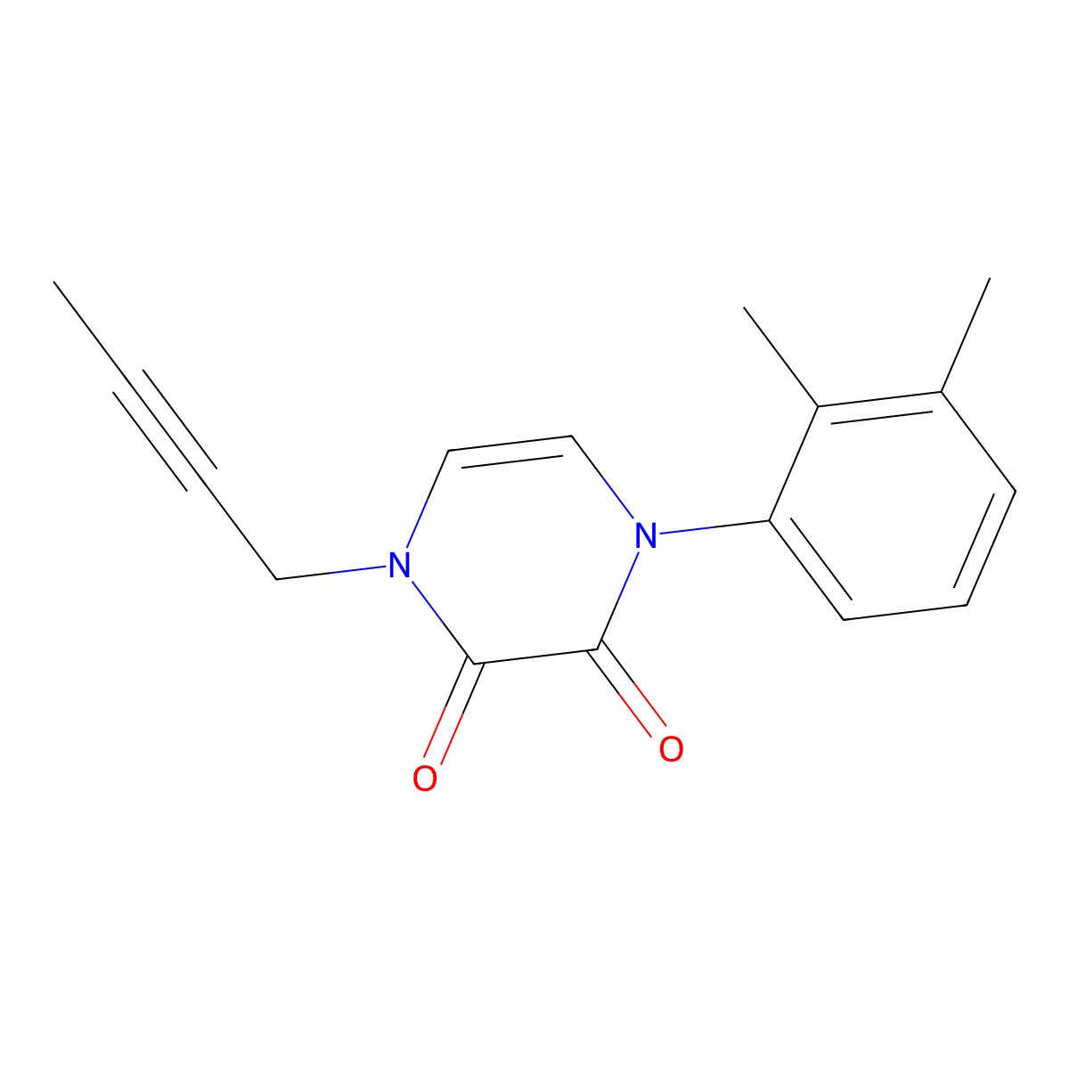 1-(But-2-yn-1-yl)-4-(2,3-dimethylphenyl)-1,2,3,4-tetrahydropyrazine-2,3-dione molecular structure, CAS 2742056-44-4