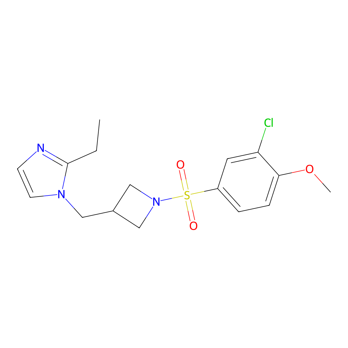 1-{[1-(3-chloro-4-methoxybenzenesulfonyl)azetidin-3-yl]methyl}-2-ethyl-1H-imidazole molecular structure, CAS 2742056-49-9
