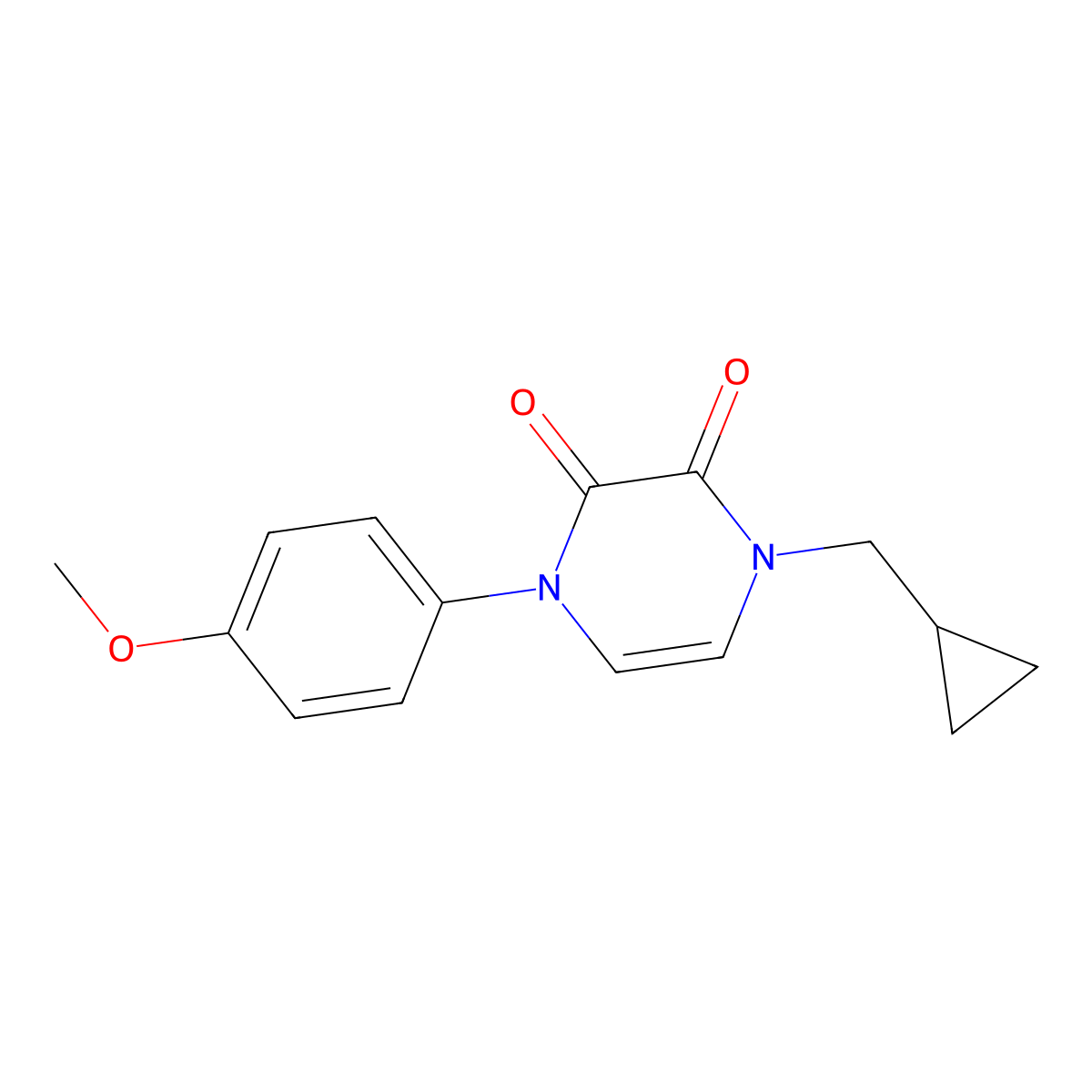 1-(Cyclopropylmethyl)-4-(4-methoxyphenyl)-1,2,3,4-tetrahydropyrazine-2,3-dione molecular structure, CAS 2742056-51-3