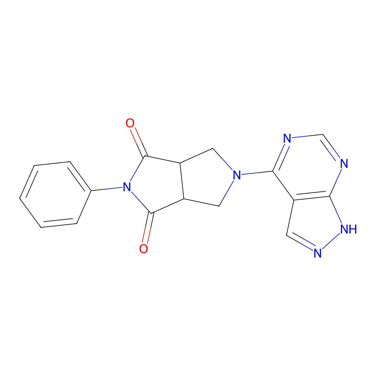 2-phenyl-5-{1H-pyrazolo[3,4-d]pyrimidin-4-yl}-octahydropyrrolo[3,4-c]pyrrole-1,3-dione molecular structure, CAS 2742056-53-5