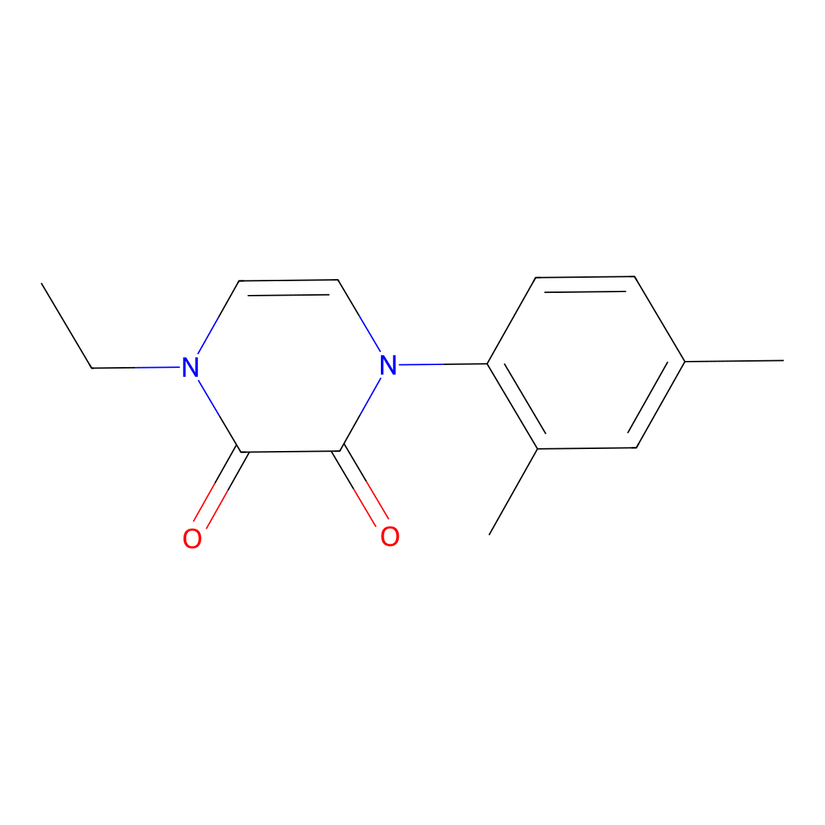 1-(2,4-Dimethylphenyl)-4-ethyl-1,2,3,4-tetrahydropyrazine-2,3-dione molecular structure, CAS 2742056-56-8