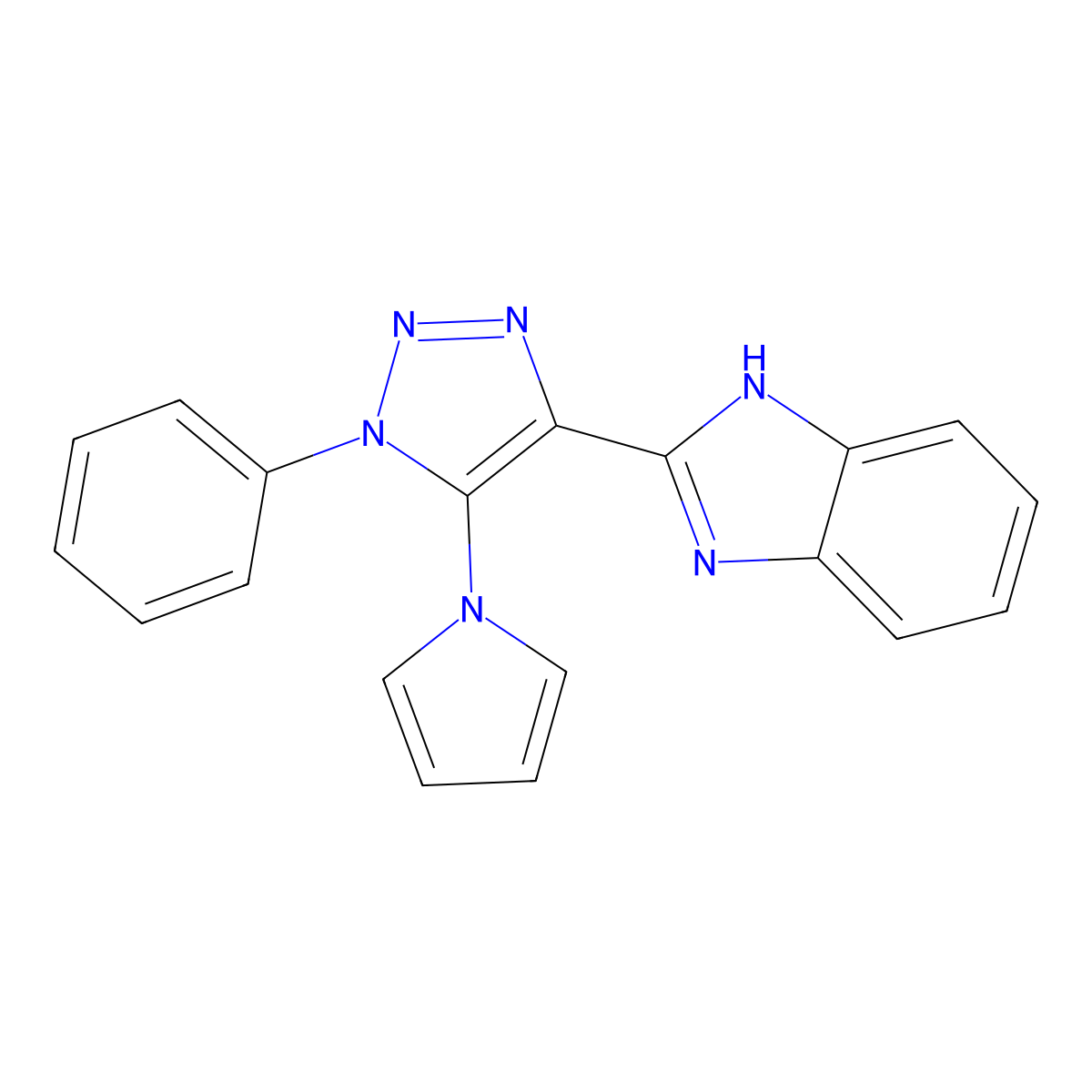 2-[1-phenyl-5-(1H-pyrrol-1-yl)-1H-1,2,3-triazol-4-yl]-1H-1,3-benzodiazole molecular structure, CAS 2742056-59-1