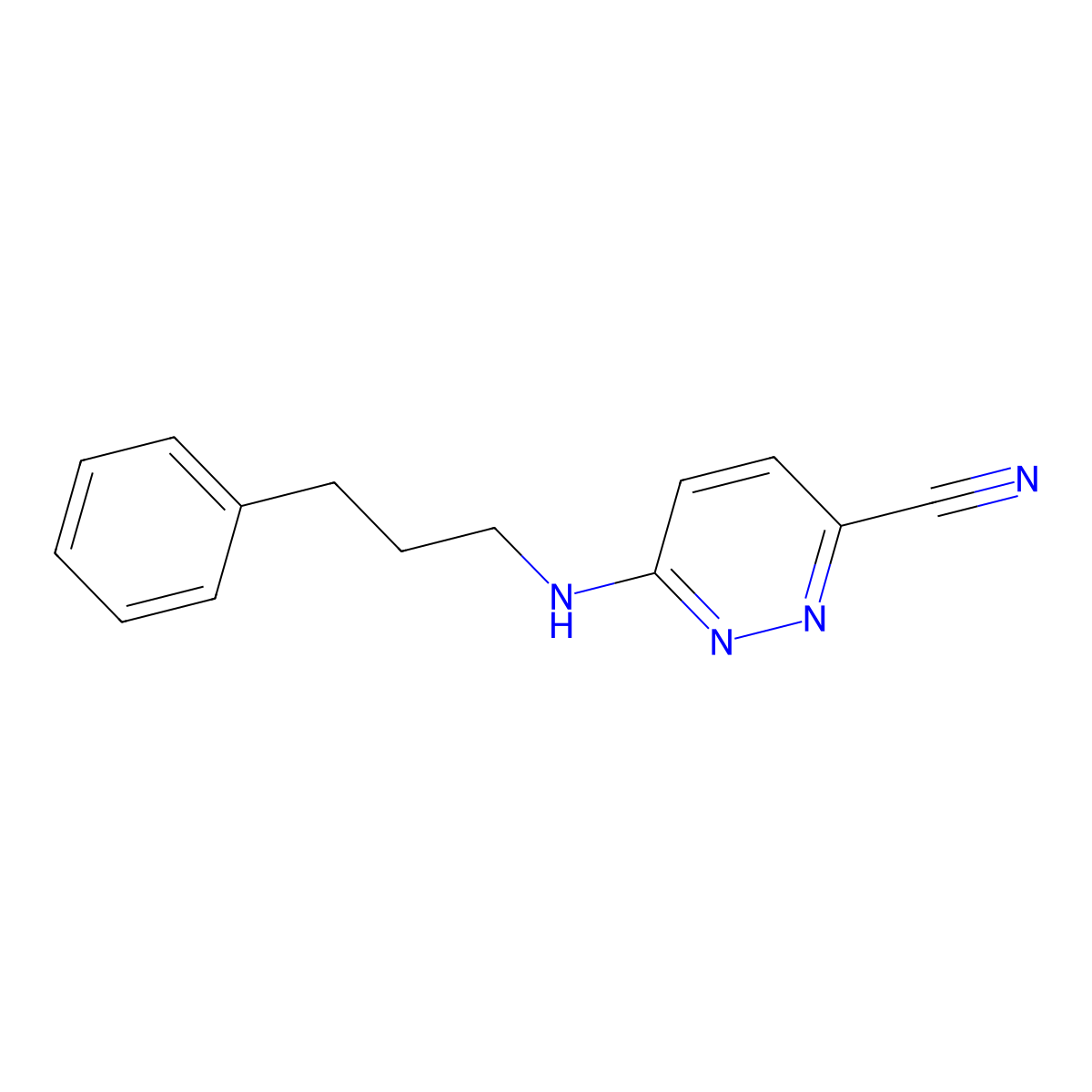 6-[(3-Phenylpropyl)amino]pyridazine-3-carbonitrile molecular structure, CAS 2742056-68-2