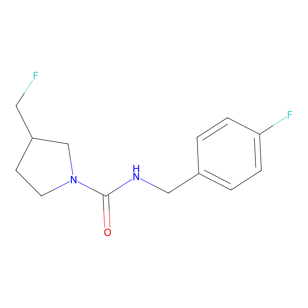 3-(fluoromethyl)-N-[(4-fluorophenyl)methyl]pyrrolidine-1-carboxamide molecular structure, CAS 2742056-69-3