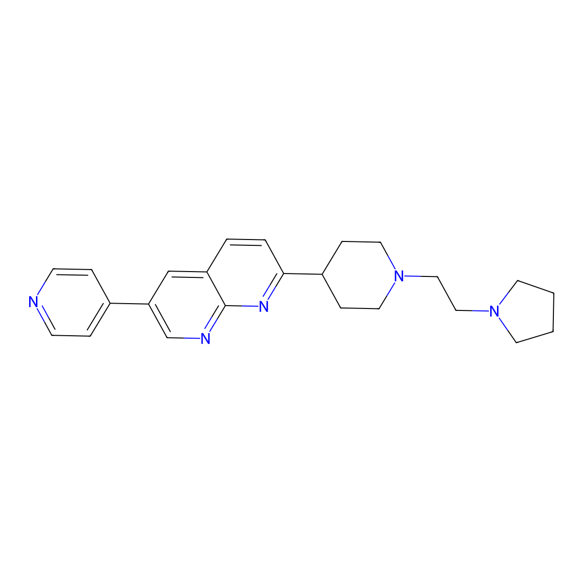6-(Pyridin-4-yl)-2-{1-[2-(pyrrolidin-1-yl)ethyl]piperidin-4-yl}-1,8-naphthyridine molecular structure, CAS 2742056-79-5