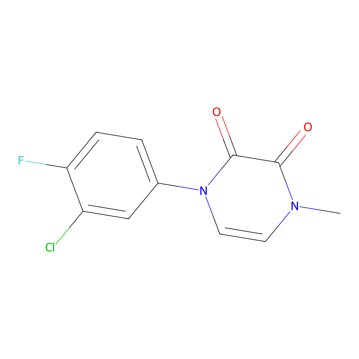 1-(3-Chloro-4-fluorophenyl)-4-methyl-1,2,3,4-tetrahydropyrazine-2,3-dione molecular structure, CAS 2742056-83-1
