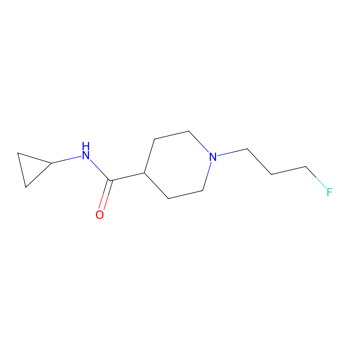 N-cyclopropyl-1-(3-fluoropropyl)piperidine-4-carboxamide molecular structure, CAS 2742056-86-4