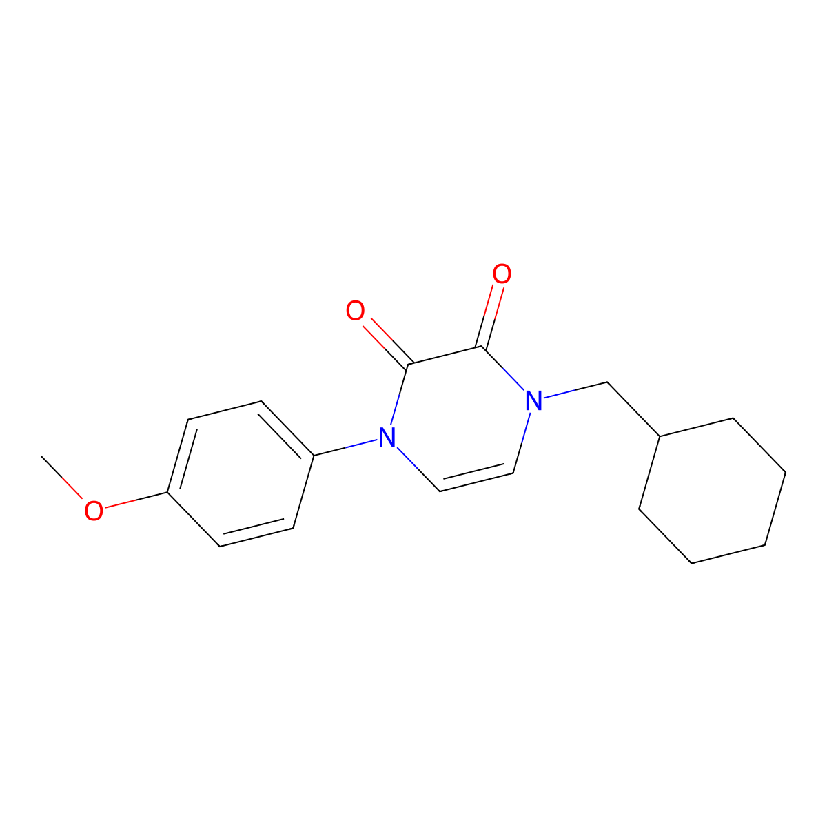 1-(Cyclohexylmethyl)-4-(4-methoxyphenyl)-1,2,3,4-tetrahydropyrazine-2,3-dione molecular structure, CAS 2742056-88-6