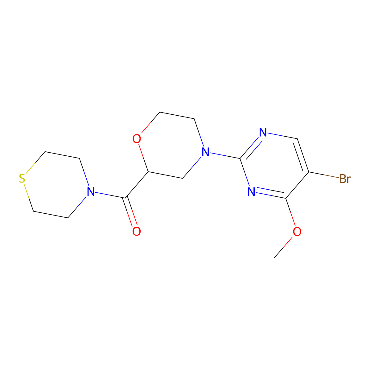 4-(5-Bromo-4-methoxypyrimidin-2-yl)-2-(thiomorpholine-4-carbonyl)morpholine molecular structure, CAS 2742056-90-0