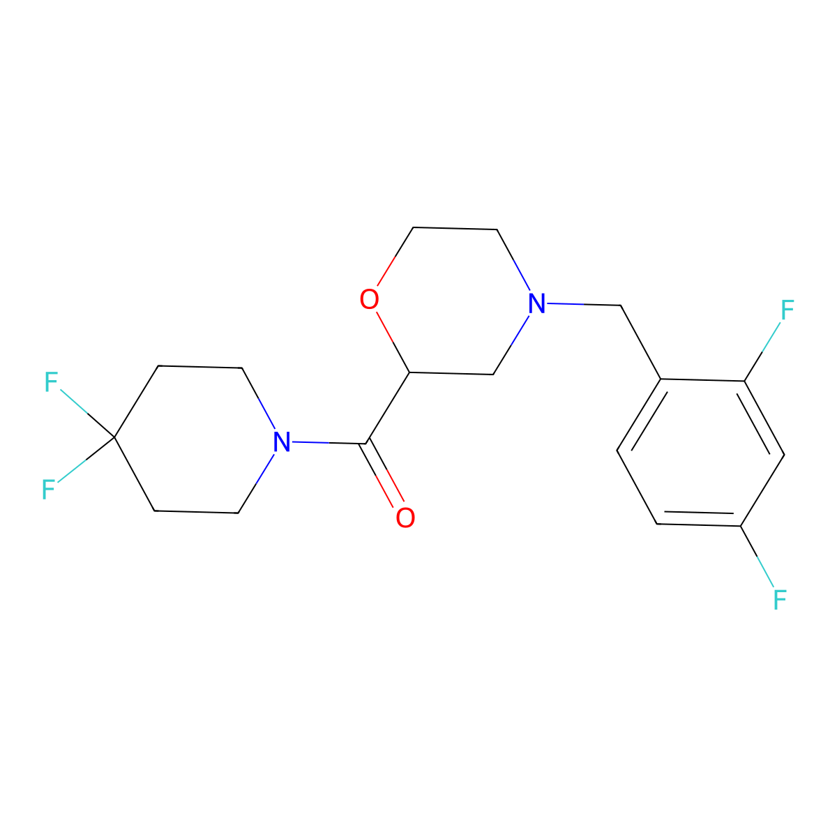 4-[(2,4-Difluorophenyl)methyl]-2-(4,4-difluoropiperidine-1-carbonyl)morpholine molecular structure, CAS 2742056-91-1