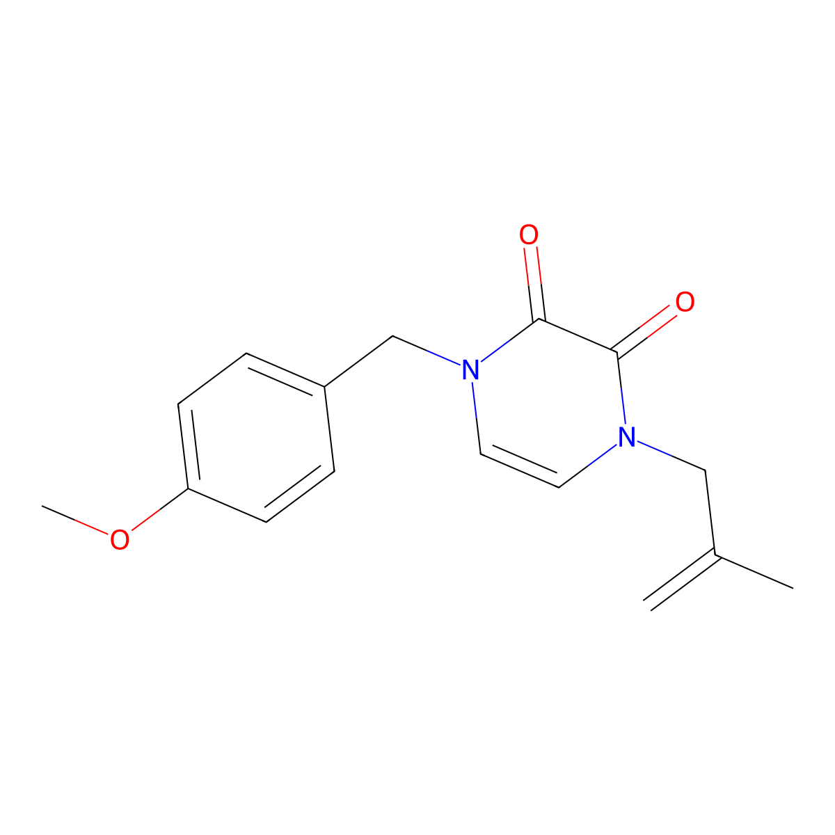 1-[(4-Methoxyphenyl)methyl]-4-(2-methylprop-2-en-1-yl)-1,2,3,4-tetrahydropyrazine-2,3-dione molecular structure, CAS 2742056-94-4