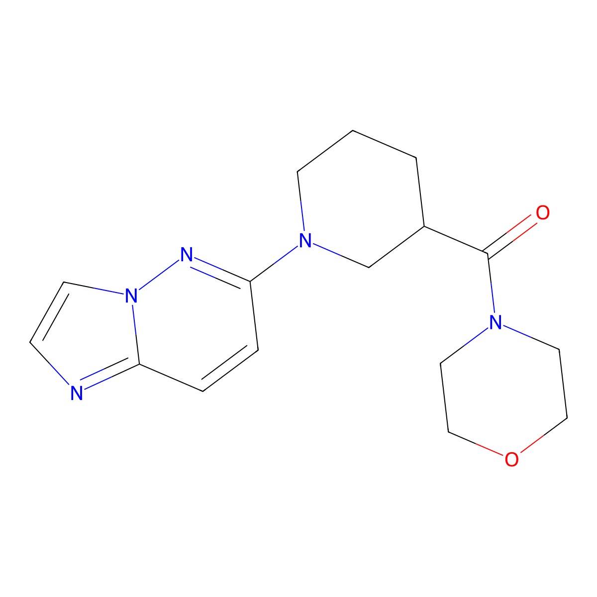 4-(1-{Imidazo[1,2-b]pyridazin-6-yl}piperidine-3-carbonyl)morpholine molecular structure, CAS 2742056-98-8